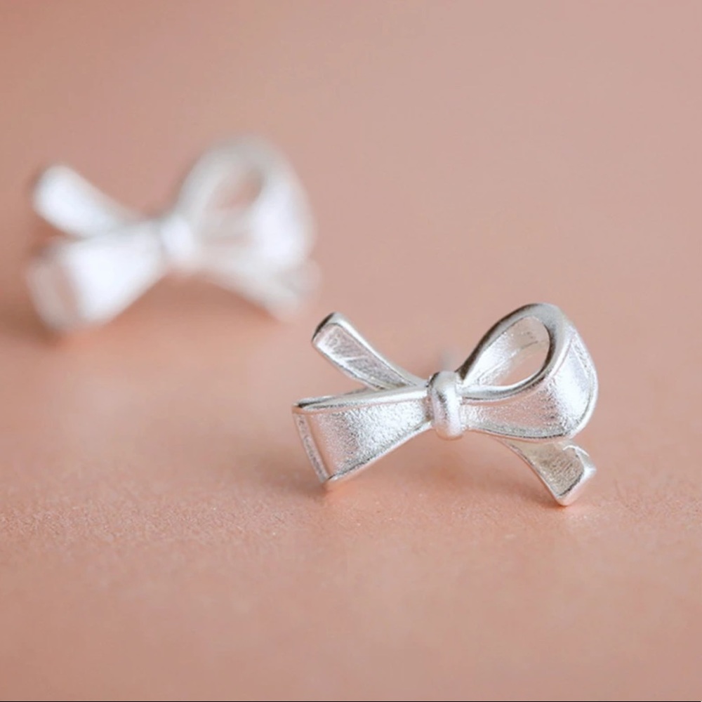 Sterling Silver 925 Bow Stud Earrings